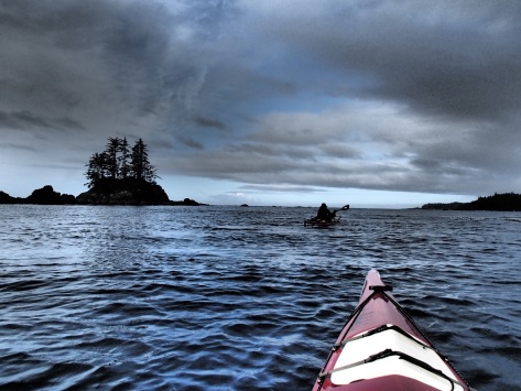 Feeling thankful and really appreciating these islands by Ucluelet that gave us a bit of protected water. This was the first time we could stop and relax a bit after two hours of hard paddling over about 14km of stormy open waters from the Broken Group
